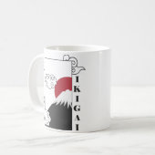 富士山 レトロ 日本の漢字 コーヒーマグカップ (正面左)