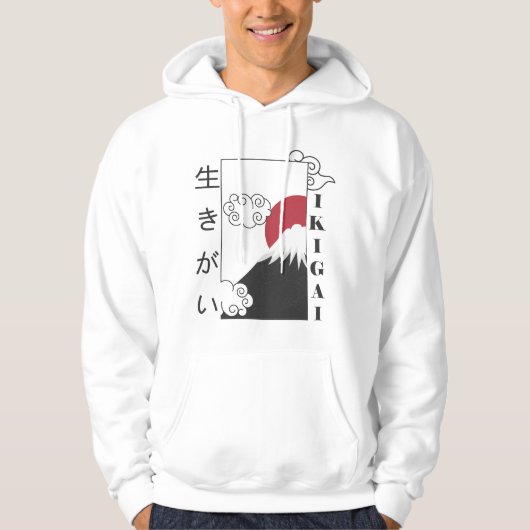 富士山 レトロ 日本の漢字 パーカ (正面)