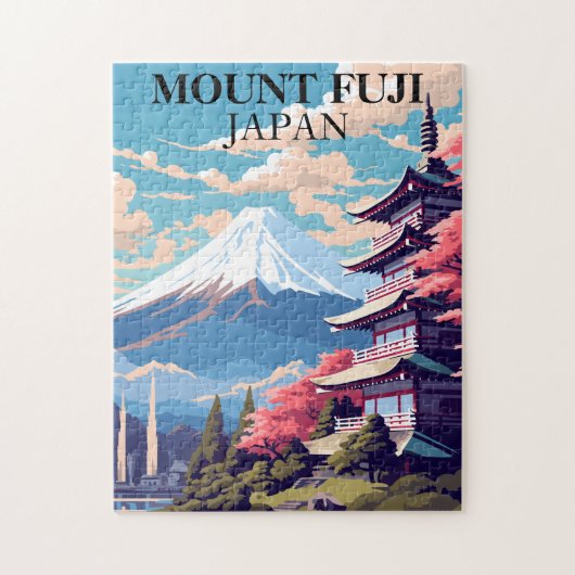 富士山 日本 ジグソーパズル ビンテージ トラベル (縦)