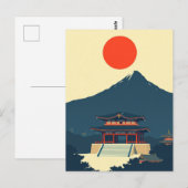 富士山 日本 モダンレトロ ポストカード (正面/裏面)