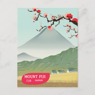 富士山 日本 ヴィンテージ 旅行 プリント ポストカード