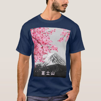 富士山&桜日本のさくらんぼ花&花 Tシャツ