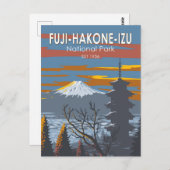 富士箱根伊豆国立公園日本美術ヴィンテージ ポストカード (正面/裏面)