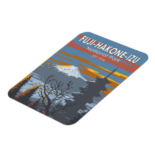 富士箱根伊豆国立公園日本美術ヴィンテージ マグネット (左側)