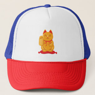 富日本ののシンボル招き猫金ゴールド猫 キャップ