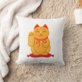 富日本ののシンボル招き猫金ゴールド猫 クッション (ブランケット)
