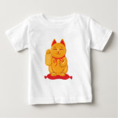 富日本ののシンボル招き猫金ゴールド猫 ベビーTシャツ (正面)