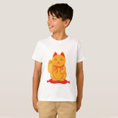 富日本ののシンボル招き猫金ゴールド猫 Tシャツ (正面フル)