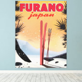 富良野日本の旅行ポスター。 キャンバスプリント (インサイチュ (ウッドフロア))