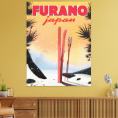 富良野日本の旅行ポスター。 キャンバスプリント (インサイチュ (リビング))