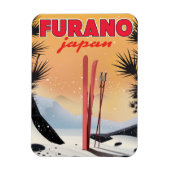 富良野日本の旅行ポスター。 マグネット (縦)