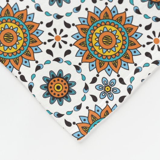 富裕なインド君主の星の花模様 フリースブランケット (角)