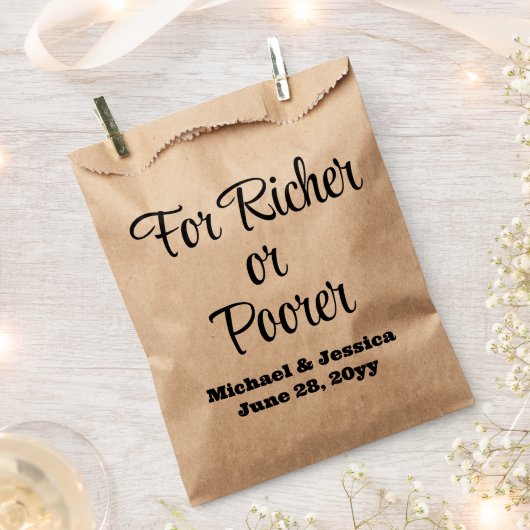 富裕層または貧困層結婚の宝くじゲストギフト フェイバーバッグ (クリップ留めされた状態)