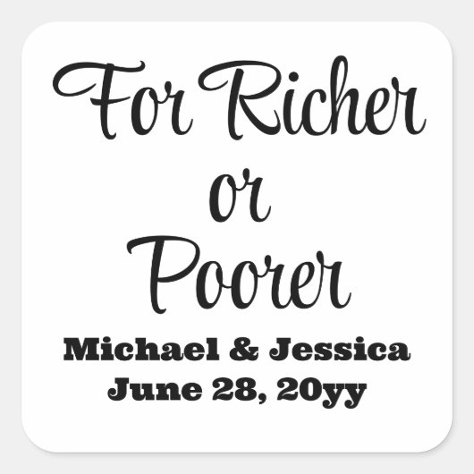 富裕層、貧困層の結婚宝くじ客のために スクエアシール (正面)