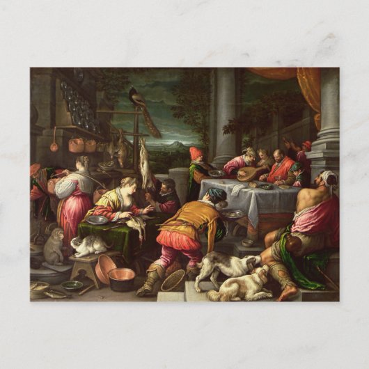 富豪とラザロ， 1590年～95年 ポストカード (正面)