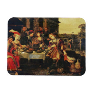 富豪のテーブルのラザロ、1618年(canvの油 マグネット