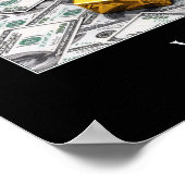 富 – 金ゴールドの地金とドル札 ポスター (角)