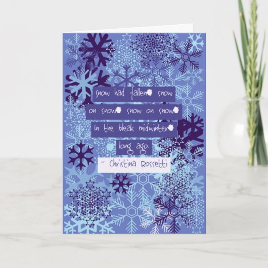 寒々とした真冬の雪片の詩で カード (正面)