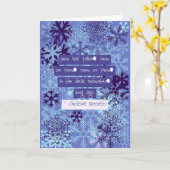 寒々とした真冬の雪片の詩で カード (黄色い花)