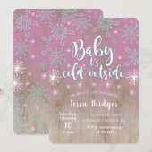 『寒いよ』ベイビーシャワーの招待状（ラスティックスタイル） 招待状 (正面/裏面)