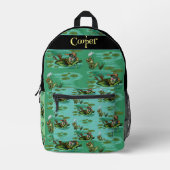 寒いカエルが夏を楽しむ プリントバックパック (正面)