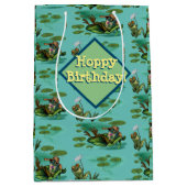 寒いカエルが夏を楽しむ ミディアムペーパーバッグ (正面)