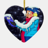 寒いクリスマスの季節の合唱者オーナメント セラミックオーナメント (正面)