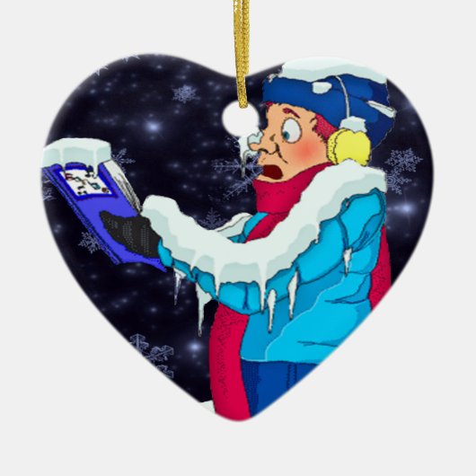 寒いクリスマスの季節の合唱者オーナメント セラミックオーナメント (正面)