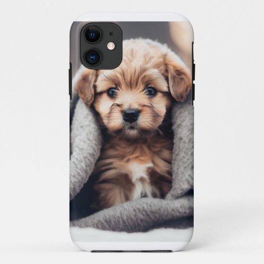 寒い冬にかわいい子犬 Case-Mate iPhoneケース (裏面)