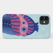 寒い冬に帽子とスカーフを持つ凍える子供 Case-Mate iPhoneケース (裏面(横))