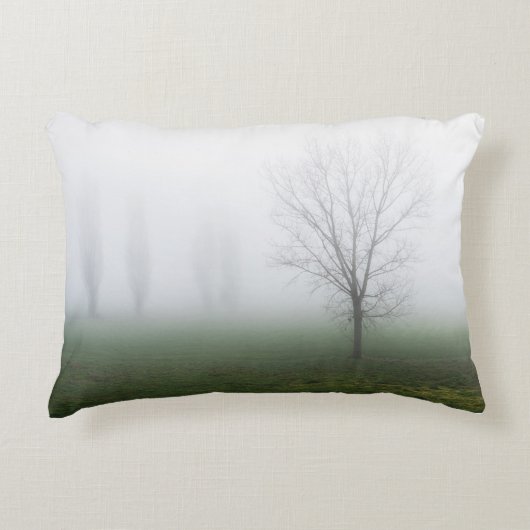 寒い冬に濃霧に覆われた公園 アクセントクッション (正面)