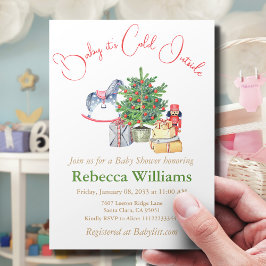 寒い冬のクリスマスツリーギフト赤ちゃんシャワー 招待状