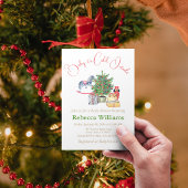 寒い冬のクリスマスツリーギフト赤ちゃんシャワー 招待状