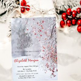 寒い冬のワンダーランド赤い赤い赤ちゃんシャワー 招待状