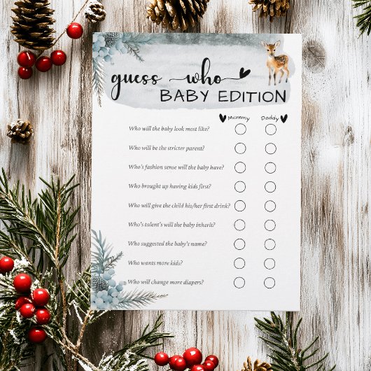 寒い冬の動物の外の動物の赤ちゃんシャワー推測 チラシ