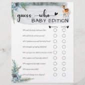 寒い冬の動物の外の動物の赤ちゃんシャワー推測 チラシ (正面)