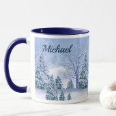 寒い冬の日にコーヒーのホットカップ名を追加 マグカップ