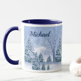 寒い冬の日にコーヒーのホットカップ名を追加 マグカップ