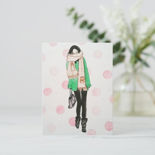 寒い冬の日：はがき ポストカード (スタンド正面)