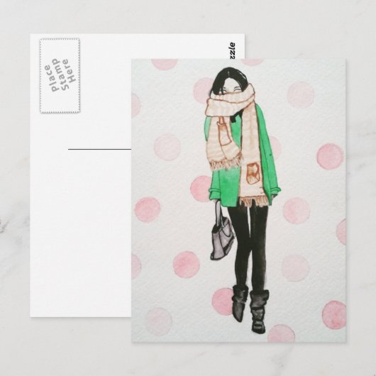 寒い冬の日：はがき ポストカード (正面/裏面)