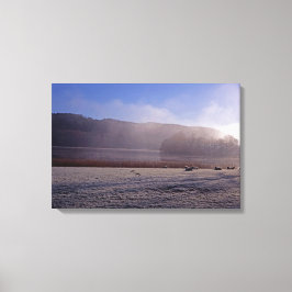 寒い冬の朝エストワイトウォーターイングランド キャンバスプリント