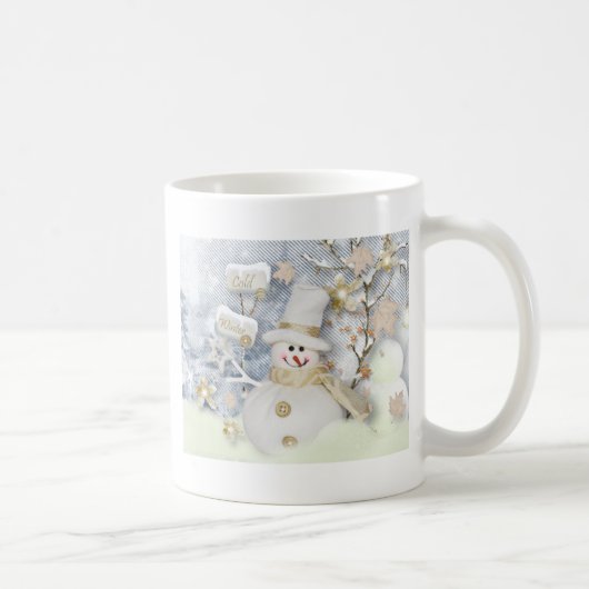 寒い冬の雪だるま コーヒーマグカップ (右)