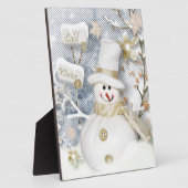 寒い冬の雪だるま フォトプラーク (側面)