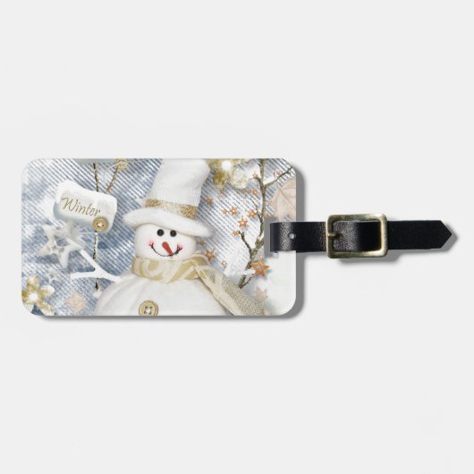 寒い冬の雪だるま ラゲッジタグ (正面横)