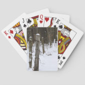 寒い冬の雪の中、有刺鉄条網フェンセリン  トランプ (裏面)