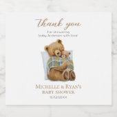 寒い外のママ熊テディベア赤ちゃんシャワー ビールラベル (シングルラベル)