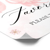 寒い外の冬のピンクの弓の赤ちゃんシャワーの好意 ポスター (角)