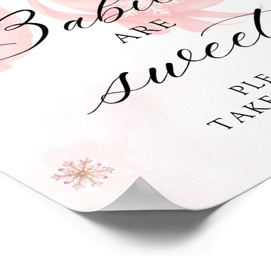 寒い外の冬のピンクの弓ベビーは甘い ポスター (角)