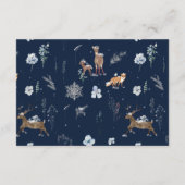寒い外の冬のフローラ鹿の赤ちゃんシャワーおむつ エンクロージャーカード (裏面)