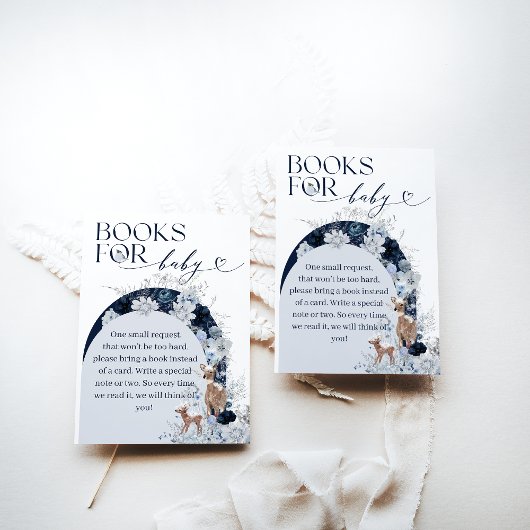 寒い外の冬のフローラ鹿の赤ちゃんシャワーブック エンクロージャーカード